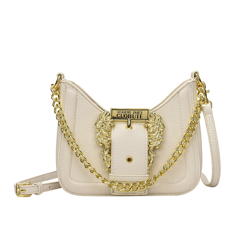 Ženska torba u francuskom stilu s premium teksturom, detalji s nity i lancem, crossbody torba za svakodnevnu upotrebu