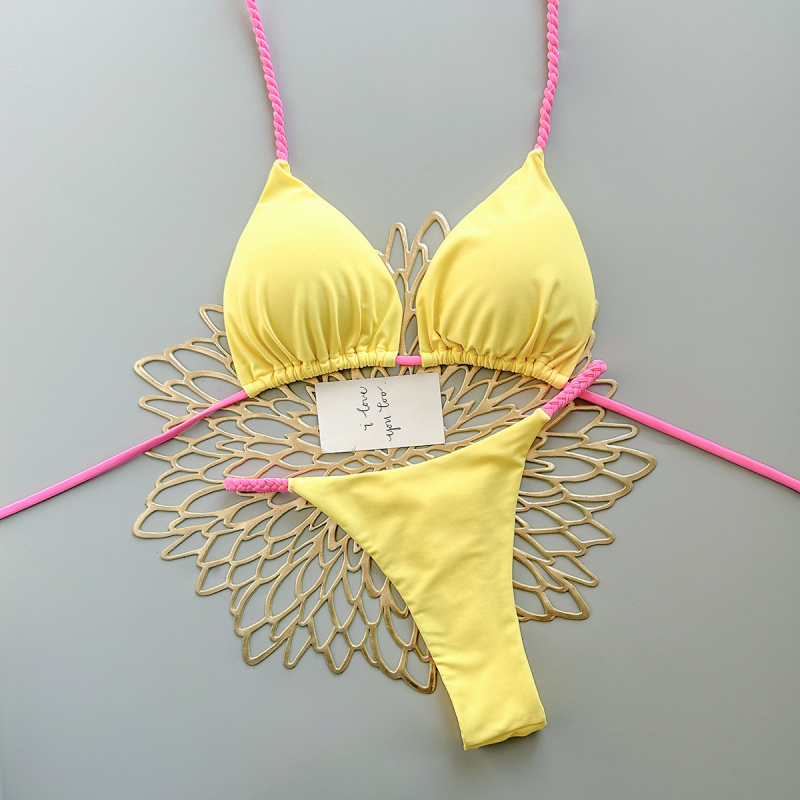 Női kétrészes bikini a strandoláshoz és nyaraláshoz, egyszínű, letisztult stílus