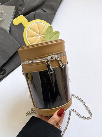 Ženska bucket torba s limunasto žutim lancem, jednostavan naramenicu, svježi Instagram stil, luksuzan dizajn
