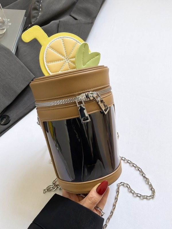 Ženska bucket torba s limunasto žutim lancem, jednostavan naramenicu, svježi Instagram stil, luksuzan dizajn