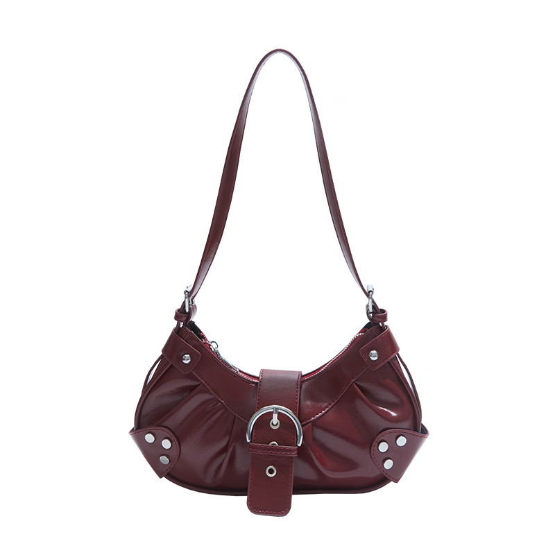 Ženska vintage crossbody torbica s kopčom, plisirani detalj, mala dnevna torbica za nošenje preko ramena