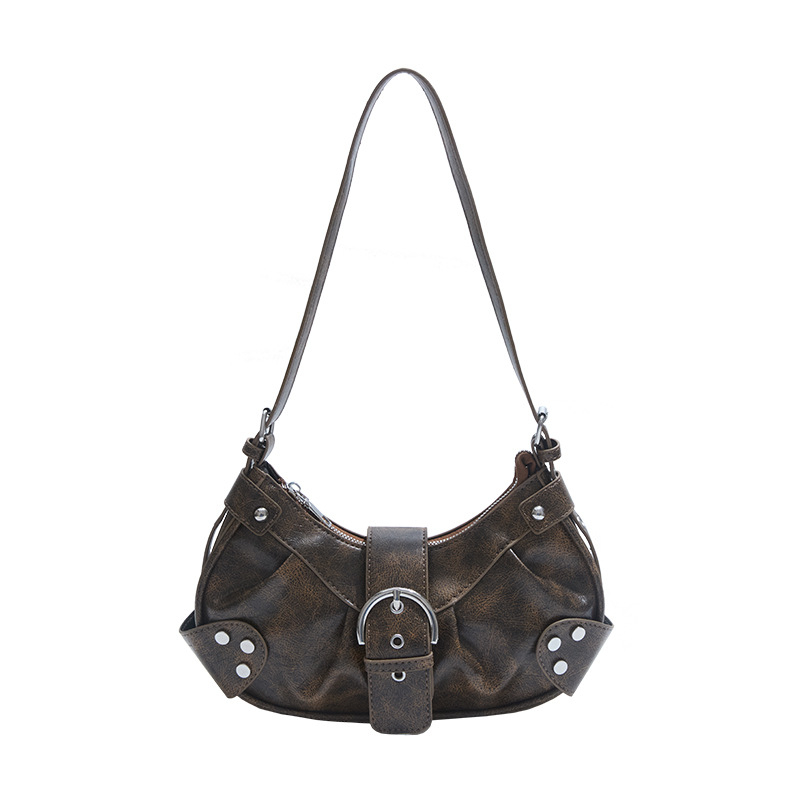 Ženska vintage crossbody torbica s kopčom, plisirani detalj, mala dnevna torbica za nošenje preko ramena