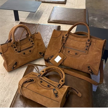 Retro kožna torba s metalnim rivetima, stil motocikla, velika zapremina, tote torba za rame