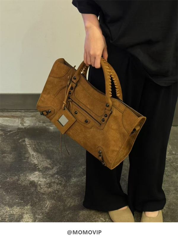 Retro kožna torba s metalnim rivetima, stil motocikla, velika zapremina, tote torba za rame