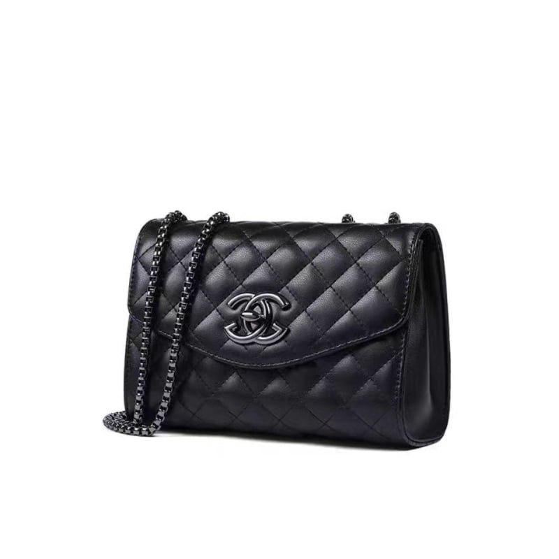 Ženska torba s dijamantnim prešivanjem, Chanel inspiriran stil, crossbody torba s lancem, PU koža, srednje veličine