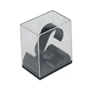 Cutie transparentă din plastic pentru depozitare și afișare ceasuri, capac și bază din cristal – ambalaj cadou minimalist