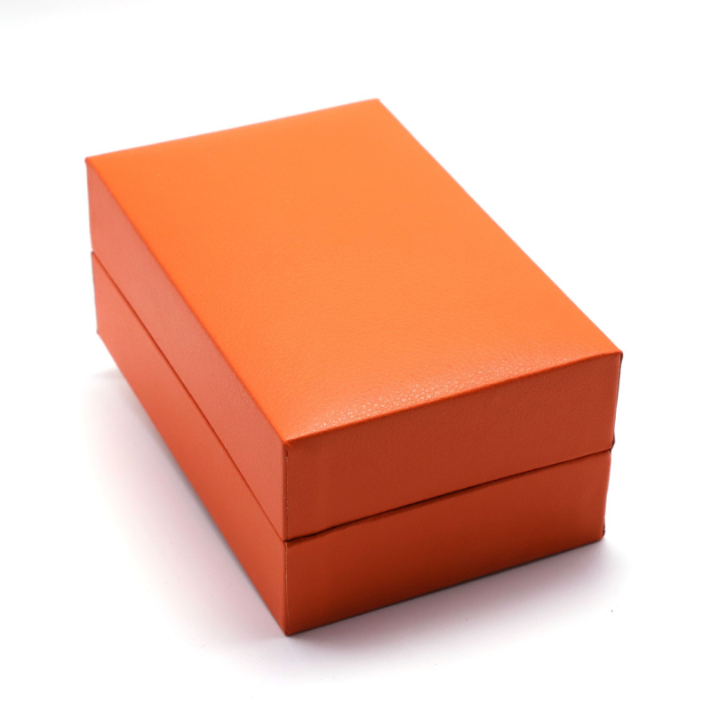 Cutie portocalie pentru ceasuri, capac clamshell și set de bijuterii din piele