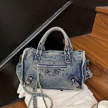 Torba u hongkonškom stilu, retro motociklistička torba, denim, velika kapaciteta, za žene, preko ramena ili crossbody, proljeće 2026