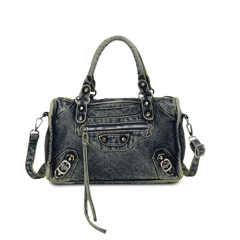 Torba u hongkonškom stilu, retro motociklistička torba, denim, velika kapaciteta, za žene, preko ramena ili crossbody, proljeće 2026