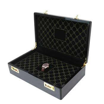Cutie de afișare pentru ceas cu model diamantat din fibră de carbon și încuietoare dublă cu parolă, ambalaj cadou, cutie metalică personalizată