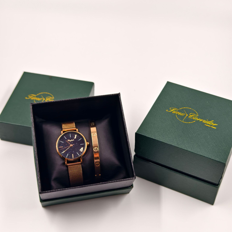 Premium zelena kutija za satove s dvostrukim poklopcem, unutrašnjost od posebnog papira i flanele – pakiranje nakita