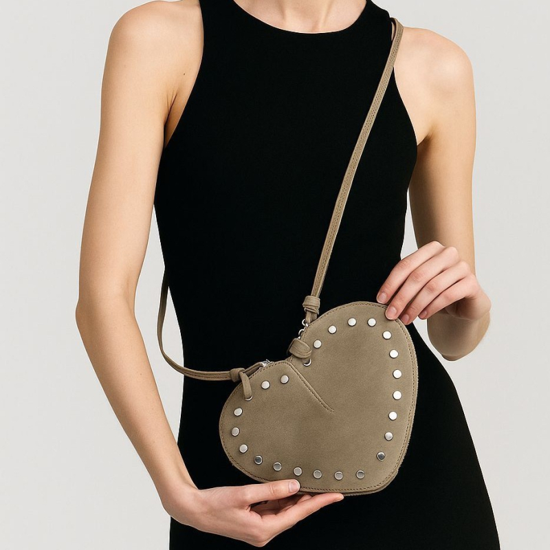 PU torba u obliku srca s nitima, ramena ili crossbody, mala veličina, gradski minimalistički stil, jesen 2025