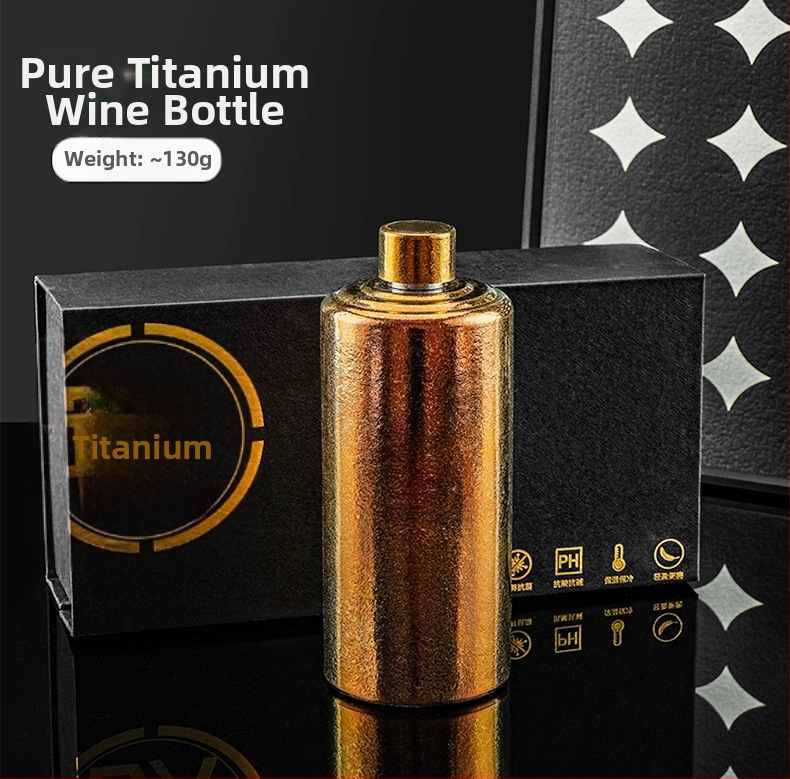 Sticlă de vin din titan pur, portabilă, etanșă, cu capac, capacitate mare
