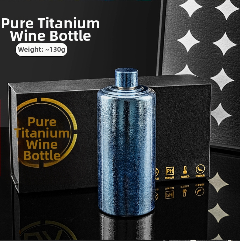 Sticlă de vin din titan pur, portabilă, etanșă, cu capac, capacitate mare