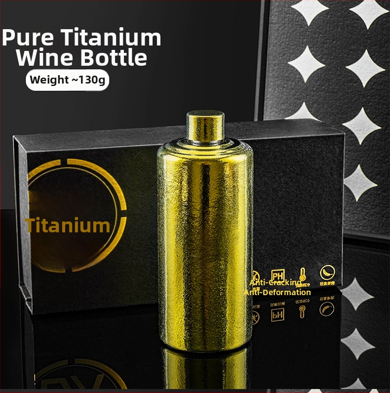 Sticlă de vin din titan pur, portabilă, etanșă, cu capac, capacitate mare