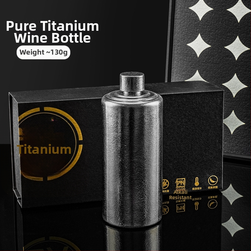 Sticlă de vin din titan pur, portabilă, etanșă, cu capac, capacitate mare