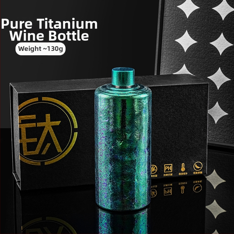 Sticlă de vin din titan pur, portabilă, etanșă, cu capac, capacitate mare