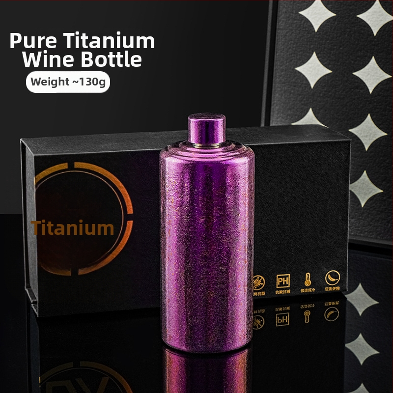Sticlă de vin din titan pur, portabilă, etanșă, cu capac, capacitate mare