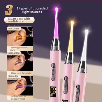 Set metal pentru urechi pentru copii, cu LED luminescent în întuneric, reîncărcabil, cu mărire – include lingură pentru urechi, pensetă și clips nazal