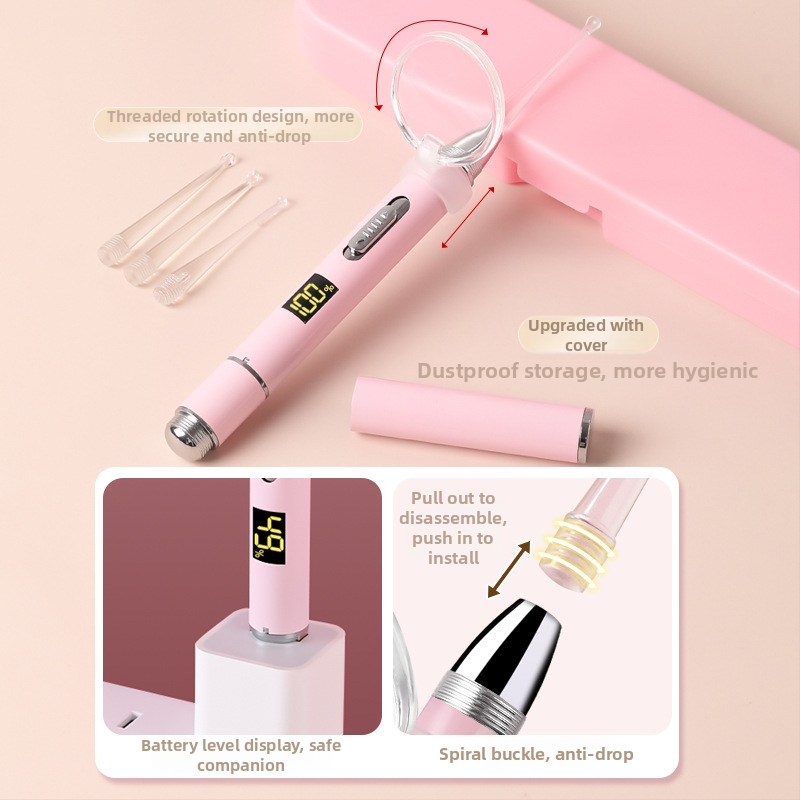 Set metal pentru urechi pentru copii, cu LED luminescent în întuneric, reîncărcabil, cu mărire – include lingură pentru urechi, pensetă și clips nazal
