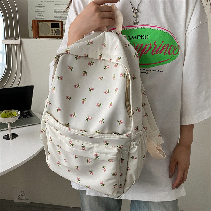 Ruksak s osvježavajućim floralnim motivom za djevojke srednjoškolke i studentice, Mori stil kampus ruksak, Harajuku putni ruksak za žene