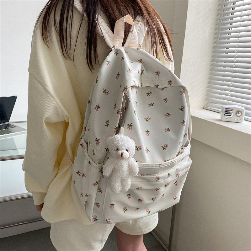 Ruksak s osvježavajućim floralnim motivom za djevojke srednjoškolke i studentice, Mori stil kampus ruksak, Harajuku putni ruksak za žene