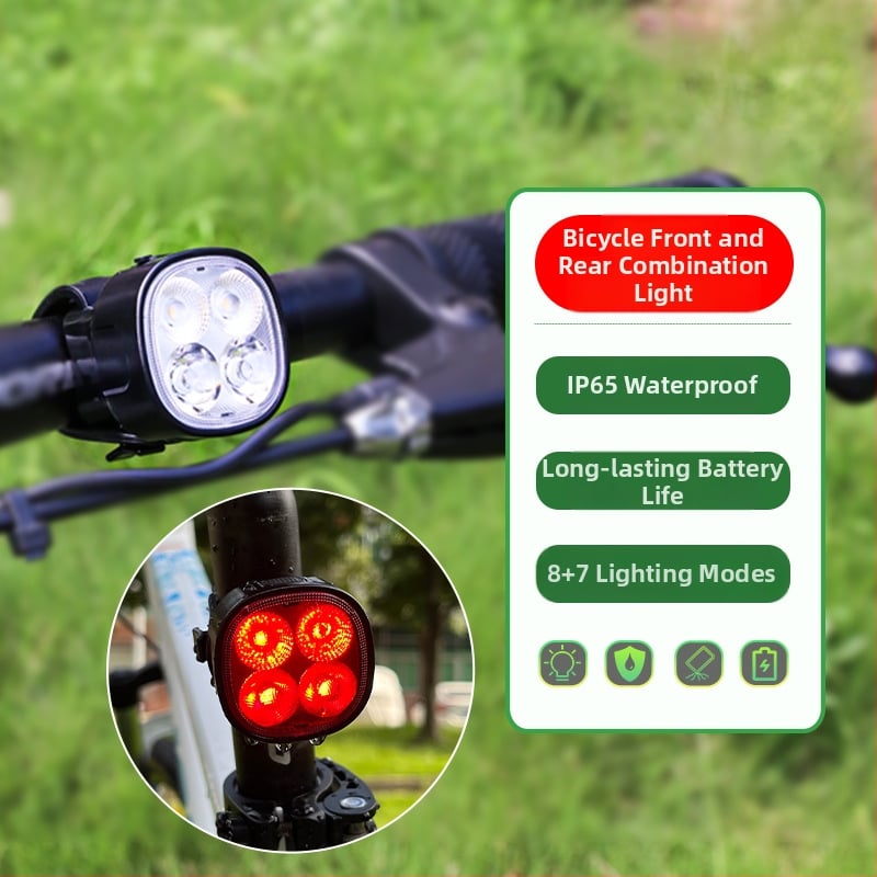 LED set prednjih i stražnjih svjetala za bicikl, stražnje svjetlo za cestovne bicikle, visoka svjetlina, 4 LED dioda