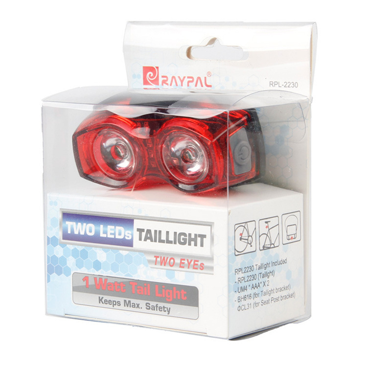 Raypal-2230 Visoko svjetlo za planinski bicikl, 2 LED, vodootporno upozoravajuće svjetlo za noćnu vožnju — stražnja svjetiljka