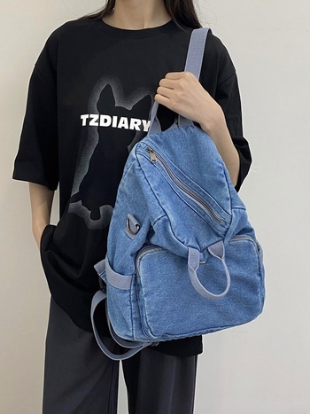 Nova džinska ruksak s efektom izlizane teksture, Harajuku stil, retro, višenamjenska crossbody torba