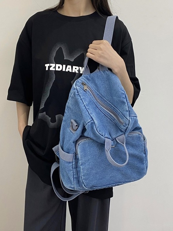 Nova džinska ruksak s efektom izlizane teksture, Harajuku stil, retro, višenamjenska crossbody torba