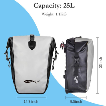 AFISHTOUR 25L Vodootporna Torba za Stražnji Nosač Bicikla za Dugotrajne Izlete