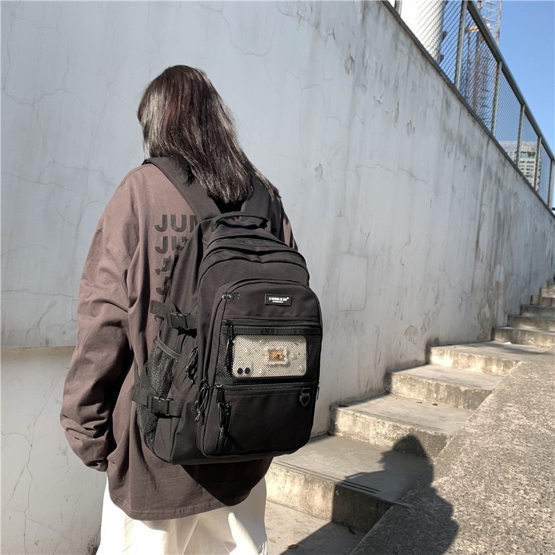 Ruksak urbanog streetwear stila s retro radnim duhom, inspiriran Harajuku Ulzzang, unisex, vodootporan najlon, kapacitet 36–55 L, za 16-inčni laptop