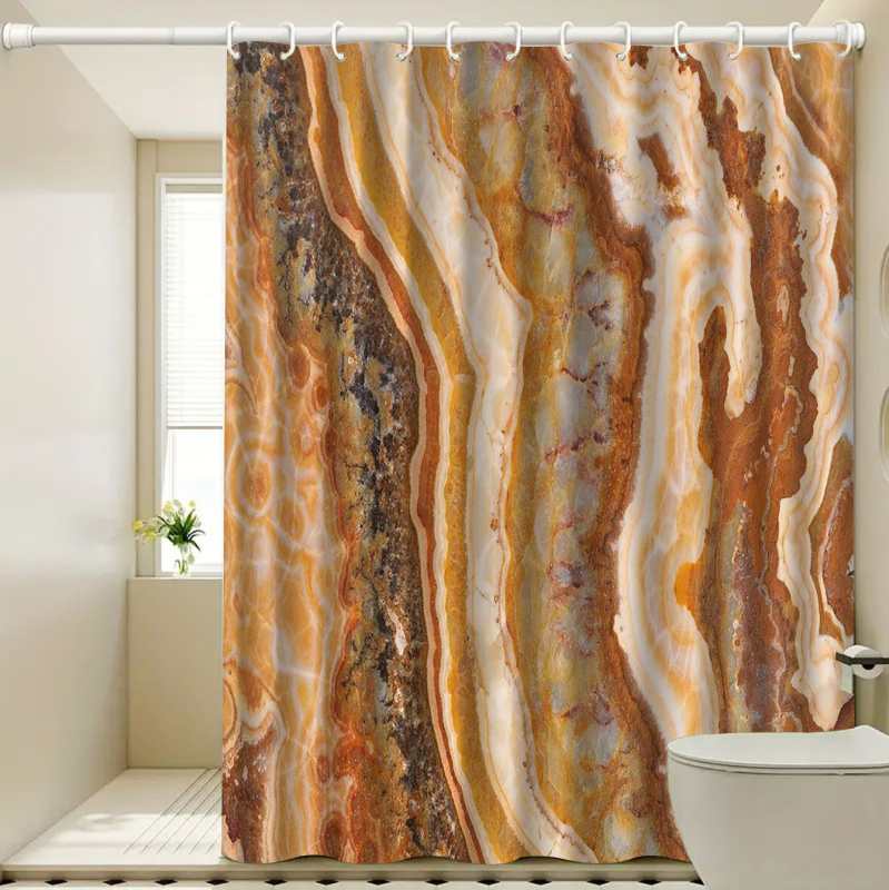 Cortină de duș cu dungi marmurate, poliester, cortină de separare pentru duș