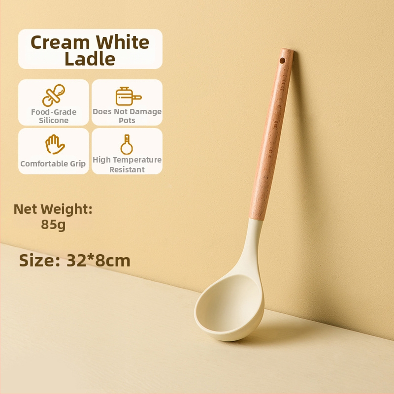 Set spatule din silicon de calitate alimentară, cu mânere din lemn, rezistent la temperaturi înalte, compatibil cu tigăi antiaderente