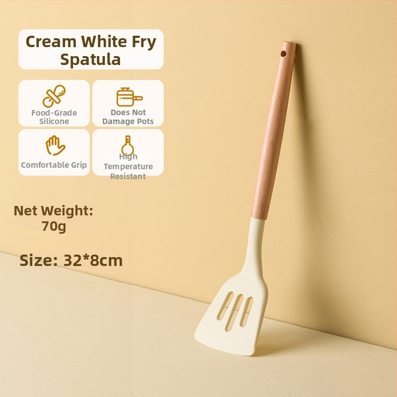Set spatule din silicon de calitate alimentară, cu mânere din lemn, rezistent la temperaturi înalte, compatibil cu tigăi antiaderente