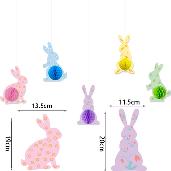 Ghirlandă de Paște cu iepuraș din hârtie și mingi fagure pentru decor de petreceri și casă