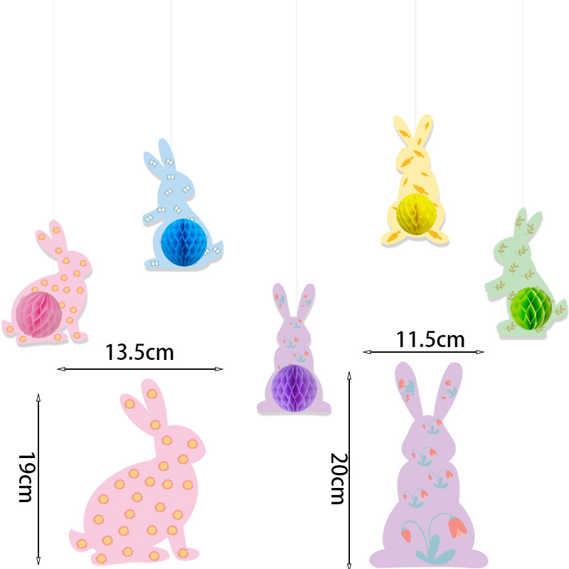 Ghirlandă de Paște cu iepuraș din hârtie și mingi fagure pentru decor de petreceri și casă