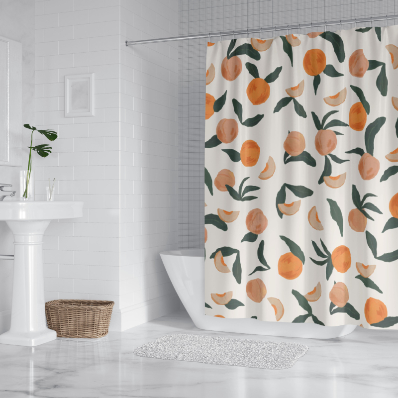 Cortină de duș din poliester impermeabil, serie fructe, imprimare digitală, personalizare cu imagine proprie