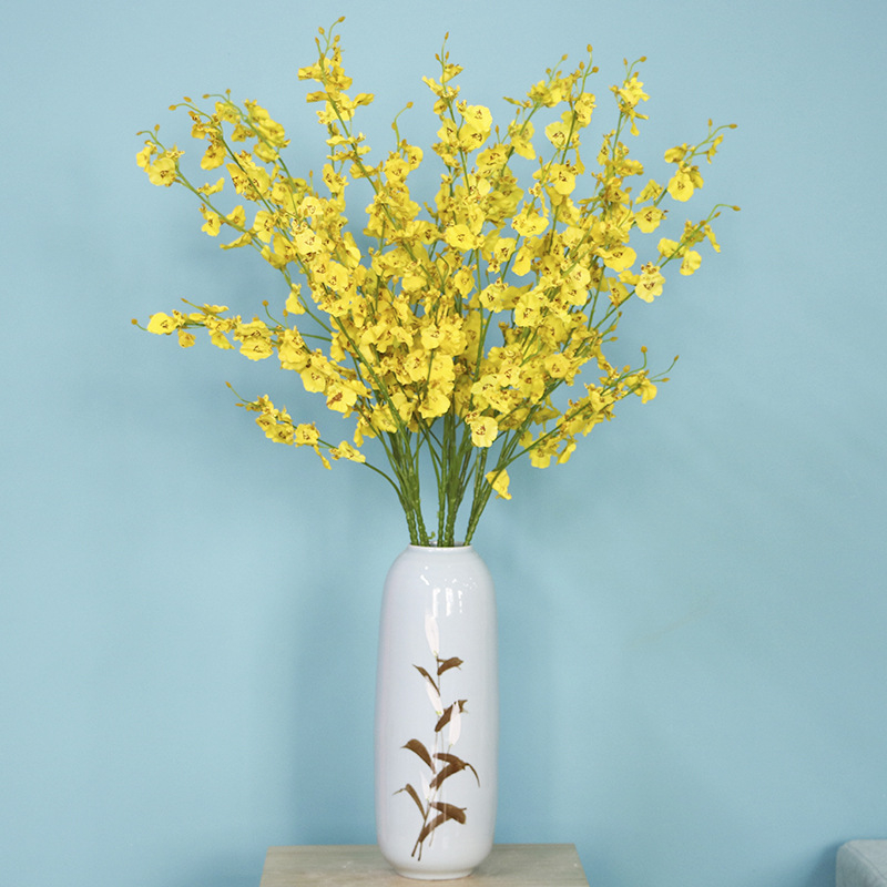 Buchet de orchidă artificială Phalaenopsis, cu cap galben, flori de mătase, pentru decor acasă, nuntă și hotel