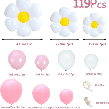 Daisy arc de baloane – set decor pentru nunți, zile de naștere și baby shower