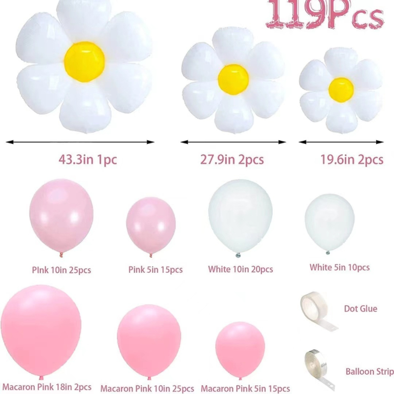 Daisy arc de baloane – set decor pentru nunți, zile de naștere și baby shower