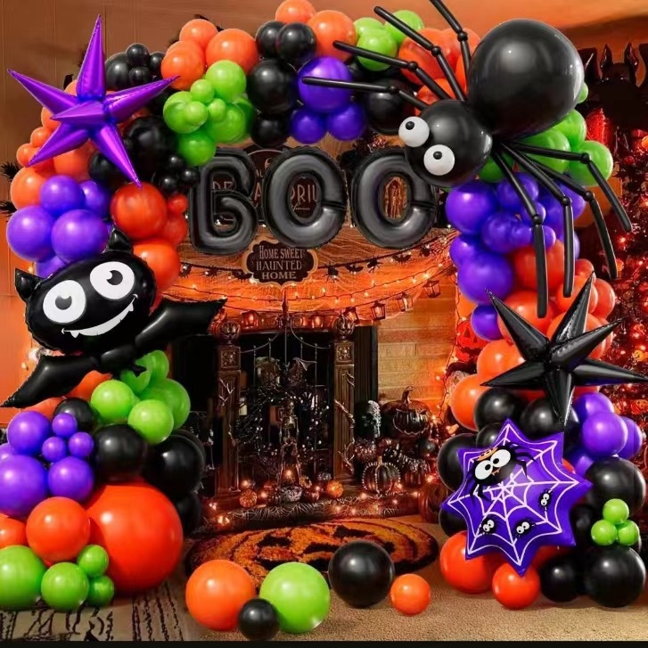 Set arc baloane de Halloween pentru baruri și karaoke — decor fundal, baloane din latex în dimensiuni 5/10/12/18 inch