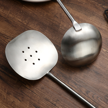 Spatulă de bucătărie din oțel inoxidabil, mâner din mahon