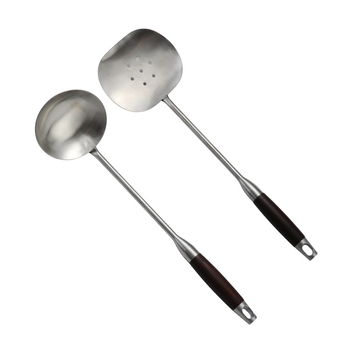 Spatulă de bucătărie din oțel inoxidabil, mâner din mahon