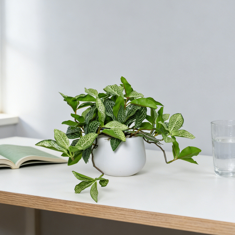 Pothos artificial în ghiveci alb pentru decorul casei și amenajarea livingului