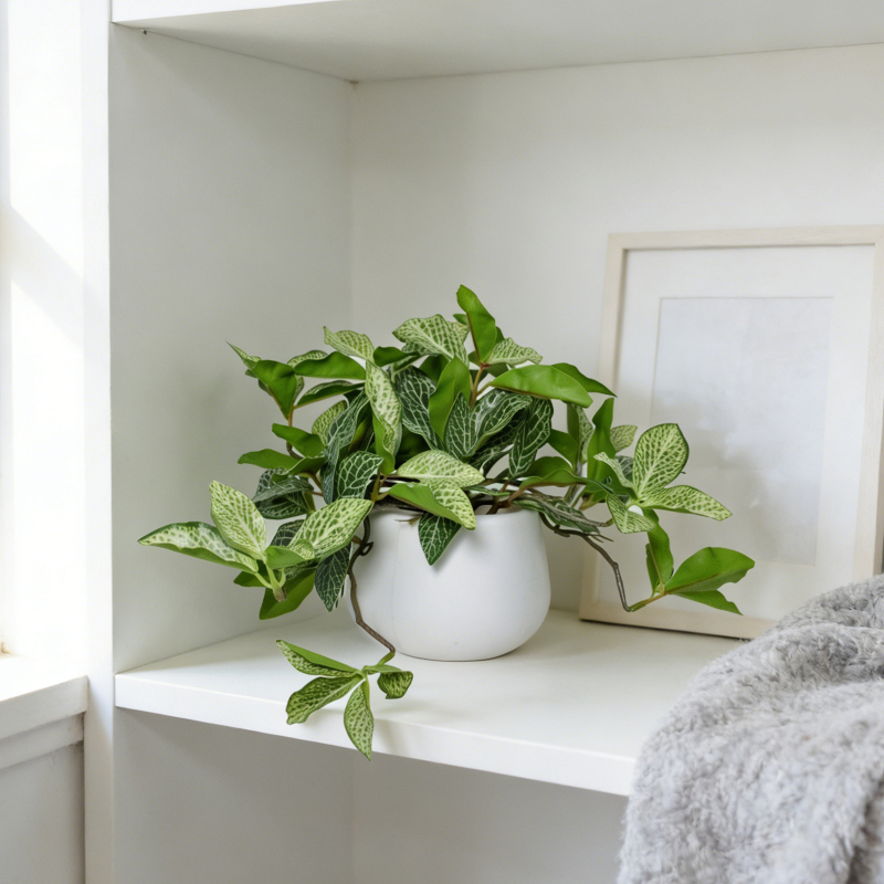 Pothos artificial în ghiveci alb pentru decorul casei și amenajarea livingului