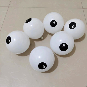 Balon din latex alb, 5 inch, cu imprimat ochi de caracatiță – personaje de desene animate