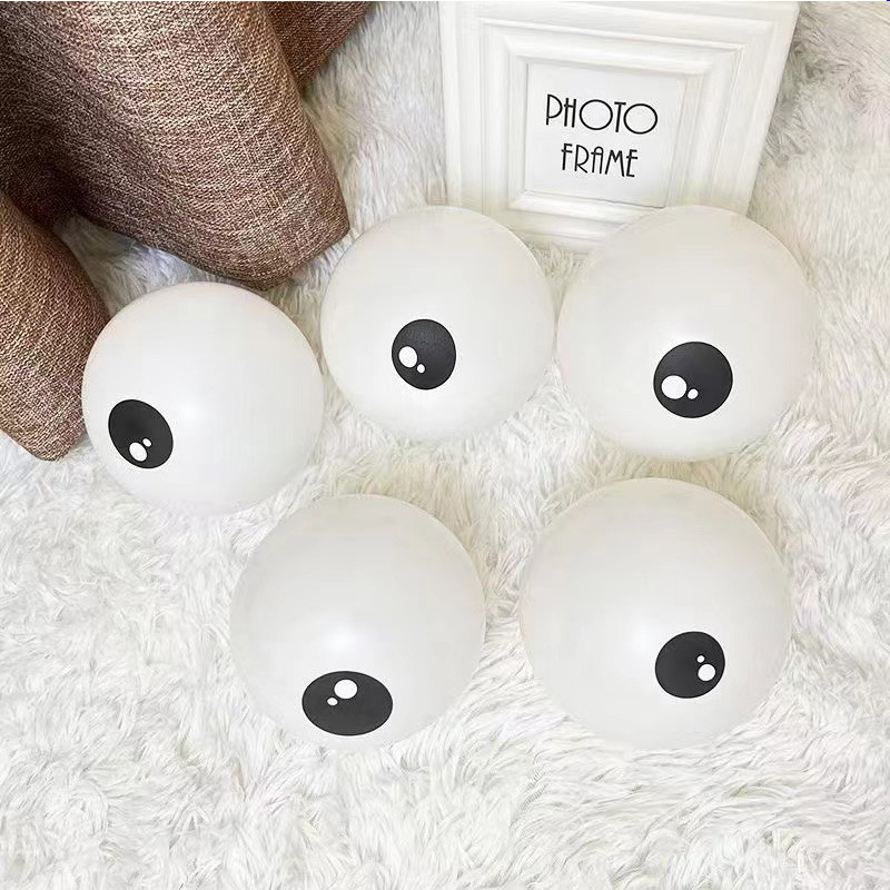 Balon din latex alb, 5 inch, cu imprimat ochi de caracatiță – personaje de desene animate