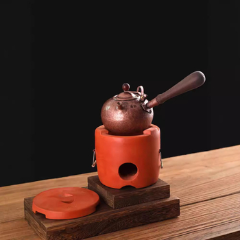 Ruorong Tea Art Ceainic Mic cu Mâner Lateral, din Cupru Pur, Fabricat Manual, Cupru Gros, Stil Retro