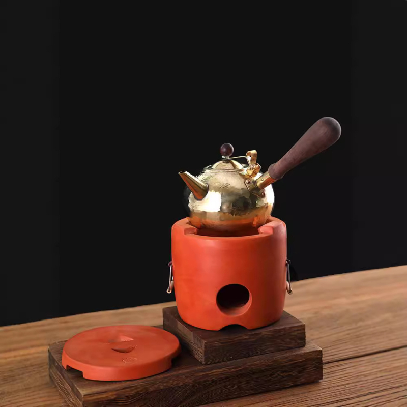 Ruorong Tea Art Ceainic Mic cu Mâner Lateral, din Cupru Pur, Fabricat Manual, Cupru Gros, Stil Retro